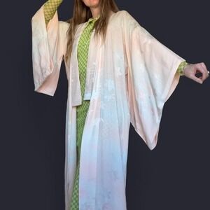 Pink Silk Floral Kimono-inspired Duster